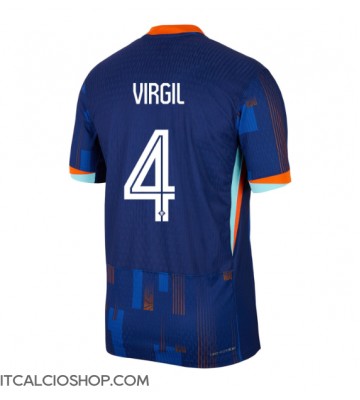 Olanda Virgil van Dijk #4 Seconda Maglia Europei 2024 Manica Corta